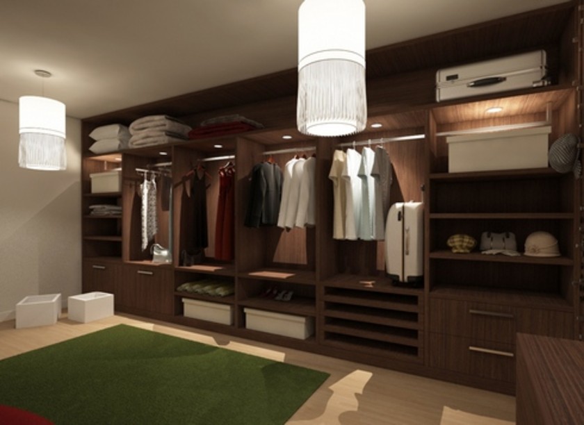 Классическая гардеробная комната из массива с подсветкой Иваново