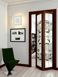 Двери гармошка с витражным декором Иваново